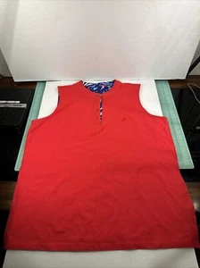 Caribbean Joe Women's Sleeveless Red Polo Shirt Blue Lined Inside Collar Size L - Picture 1 of 9