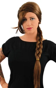 DISTRICT GIRL BROWN BRAID WIG SCHOOL BOOK WEEK CHARACTER FANCY DRESS COSTUME - Picture 1 of 1