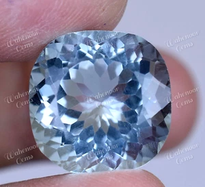 15.90 Ct Natural Blue Aquamarine Cushion Certified Stunning Loose Gemstone - Picture 1 of 5