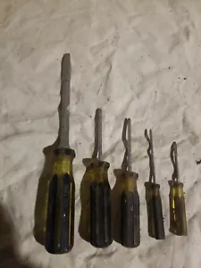 Vintage Lot Of 5 100 Plus Stanley Flat Head Phillips Screwdrivers Made In USA - Picture 1 of 4