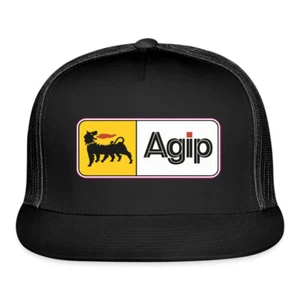 Agip Oil Company Logo Black Trucker Hat Cap Adult Size - Picture 1 of 4