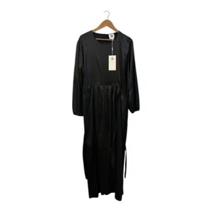 Vicky And Lucas Black Satin Maxi Wrap Dress Women's Size XL - Picture 1 of 6