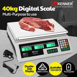 40KG Digital Kitchen Scale Electronic Scales Shop Market Commercial White LCD - Picture 1 of 13
