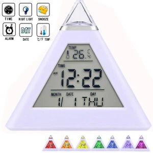 Kids Boys Girl Night Light Alarm Clock Digital LCD Snooze Clock Thermometer Date - Picture 1 of 12
