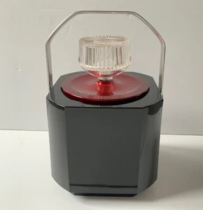 VINTAGE SPARKLES ICE BUCKET RED & BLACK MID CENTURY BARWARE RETRO 1970S COOLER - Picture 1 of 24