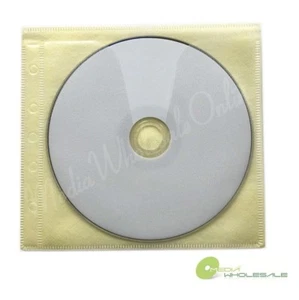 500 Non Woven CD DVD Yellow Color Double Sided Plastic Sleeve - HOLD 1000 discs - Picture 1 of 2