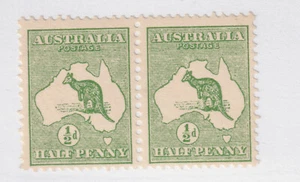 AUSTRALIA #1a (yellow green) Kangaroo pair VFNH wmk 8 - Picture 1 of 2