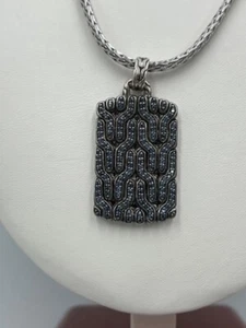 John Hardy *RARE* Blue Sapphire Dog Tag 20" Classic Chain Necklace - Bild 1 von 7