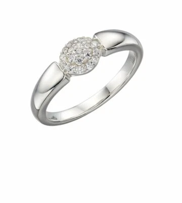 Anello In Argento Sterling Graduato Con Pave In CZ Ovale, Taglia L1/2 - Immagine 1 di 2