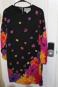 silk dresses for women Size Large Black and multicolor Brand Pat Argenti size L - Picture 1 of 3