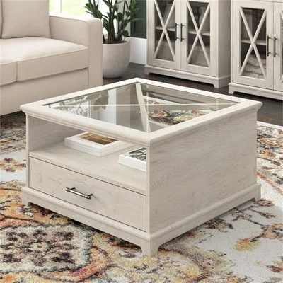 Bush Lennox Engineered Wood Coffee Table with Storage in Linen White Oak - Image 1 of 4