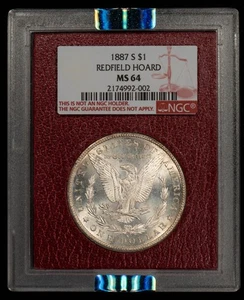 1887-S $1 Morgan Dollar Redfield Paramount PQ Rainbow Toning - NGC MS 64 - B4736 - Picture 1 of 10