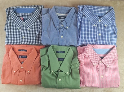 Chaps Shirt Mens Large Lot 6 Twill Check Plaid Herringbone Button Down - Image 1 of 4