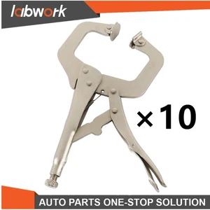 Labwork W/ Swivel Pad Vise Jaws 11" Adjustable Locking C-Clamp Pliers Grip 10Pcs - Picture 1 of 12
