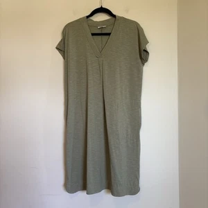 J Jill Damen Slub Tencel Modal Blend Drop Shoulder T-Shirt Kleid olivgrün - Bild 1 von 9