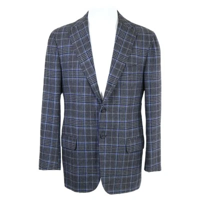[USED]Kiton Check Pattern Cashmere 3 Button Tailored Jacket Size 48 Grey Men's  - Image 1 of 4