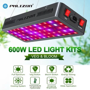 600W LED Grow Light Luz para plantas Plantas de interior Lámpara de crecimiento con Veg & Bloom - Imagen 1 de 12