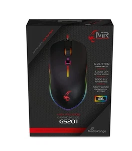 MediaRange MRGS201 Gaming Mouse with 6 Buttons USB 2.0 Cable Black RGB Backlight - Picture 1 of 3