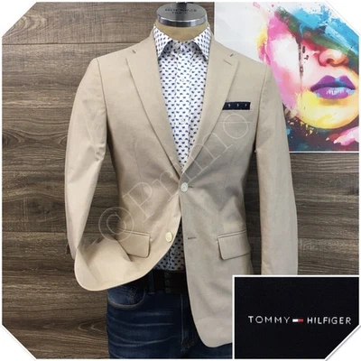 TOMMY HILFIGER Hombres Blazer Abrigo Deportivo Chaqueta Informal Talla 36R Beige Algodón Traje Foto 1 de 4