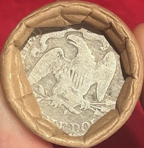 VERSIEGELT SILBER LIBERTY & BARBER 10 $ HALF DOLLAR ROLLE MIT S STEMPELGLANZ SITZEND & 1901 ENDET - Bild 1 von 3