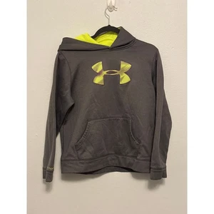 Under Armour Storm Gray Hoodie – Neon Yellow Logo & Lining - Girls YXL - Picture 1 of 2