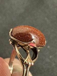 Ostby Barton Ring Gold Sandstone Goldstone Sz 5.5 - Picture 1 of 10