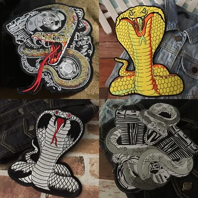 Cobra Snake Biker Motorbike Large Size Iron on Embroidered Big Back Patch XL - Image 1 of 4