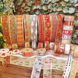 Christmas Hessian Jute Linen Wired Ribbon Wedding Cake Trim Crafts 40/60mm 1M - Picture 1 of 46