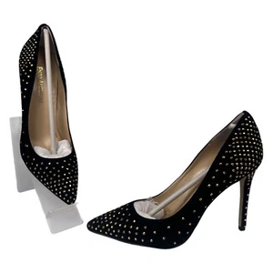 Enzo Angiolini Florelli Talla 6 Negro Tachonado Estrás Gamuza Bomba Tacón con Defecto de Caja - Imagen 1 de 16