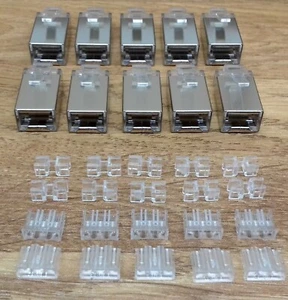 10x CAT6a RJ45 Network Connector Modular Plugs Shielded Version With Loading Bar - Picture 1 of 5