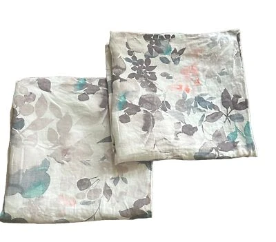 West Elm Belgian Linen  Watercolor garden Floral Euro Shams Set Of 2 - Image 1 of 4