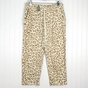 NWT Aerie Sweatpants Small Cropped Cream Brown Leopard Lounge Pants Women's - Picture 1 of 6