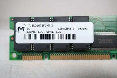 128MB EDO 168Pin DIMM 3.3V ECC UNBUFFERED MEMORY RAM 4k 50ns MT18LD1672G-6 X - Image 1 of 4