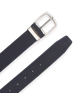 Savile Row Company Men's Luxury Hand Made Navy Suede Belt - Picture 1 of 2