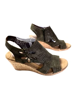 Rockport Cobb Hill Janna Wildleder-Slingback-Kork-Keilsandale 11 olivgrün perfekt - Bild 1 von 12