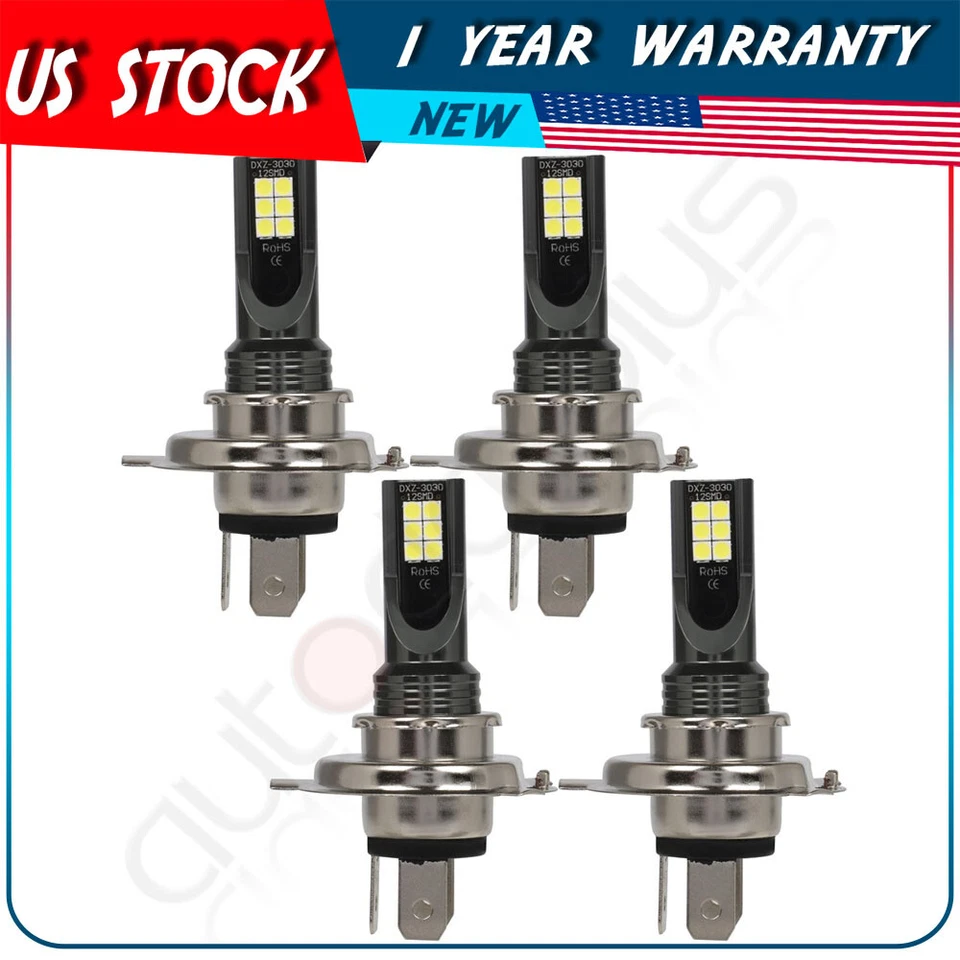 Luces antiniebla blancas puras LED de xenón H4 60 W brillantes SMD bombilla de coche 6000K HID Foto 1 de 1