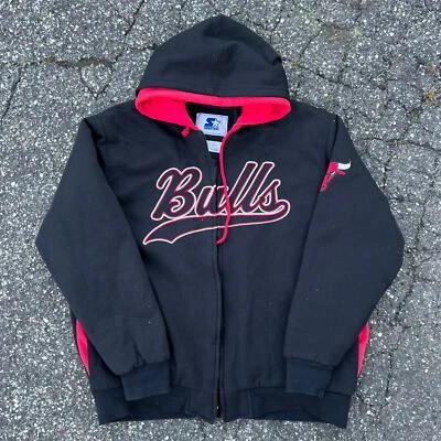 Chaqueta negra con capucha vintage Y2K Starter Chicago Bulls  Foto 1 de 4