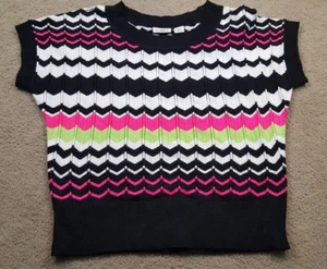 Womens Cato Short Sleeve Sweater Black White Pink Green Small - Picture 1 of 8