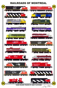 Cartel de ferrocarril de 11""x17"" de los ferrocarriles de Montreal firmado por Andy Fletcher - Imagen 1 de 1