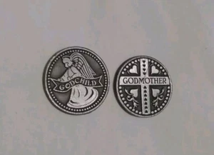 GodMother Godchild Pewter Inspirational Pocket Coins Tokens Pewter God Family - Picture 1 of 2