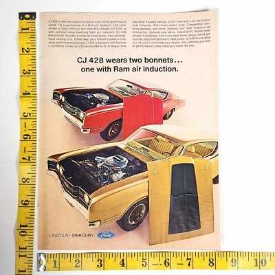 1969 Mercury Cyclone CJ 428 Vintage Print Ad Hot Rod Magazine Muscle Car Decor - Image 1 of 4