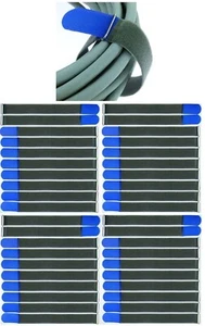 40 x Klettband Kabelbinder FK 40 cm x 40 mm blau Klettbänder Kabelklett mit Öse - Picture 1 of 10