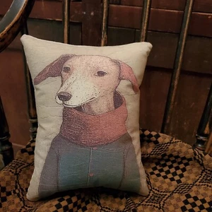 VINTAGE PRIMITIVE FOLK COLONIAL REPRODUCTION ANTIQUE PORTRAIT DOG PILLOW NO. 7 - Picture 1 of 9