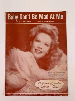 Vintage Sheet Music Baby Don't Be Mad at Me recorded by Dinah Shore 1947   PA-12 - Image 1 of 4