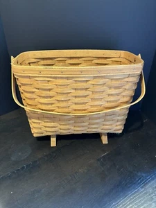 Vtg Longaberger Basket Footed Magazine Rack 1994 Signed With Single Handle - Picture 1 of 7