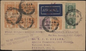 CEYLON, 1932. First Flight Colombo - Bombay via Madras - Karachi, - Picture 1 of 1