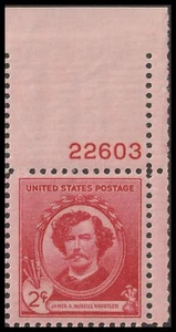 US 885 Artists James A McNeill Whistler 2c plate single UR 22603 MNH 1940 - Picture 1 of 1