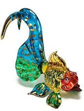 2Ã‚Â½ Tall Tiny Crystal Goldfish Hand Blown Clear Glass Art Gold Fish Figurine