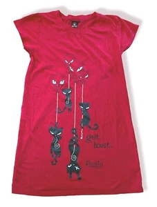 EMILY THE STRANGE Vintage Y2K Red Balloon Cats T-Shirt Dress Hot Topic Punk Goth - Picture 1 of 3
