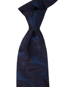$250 NWT Canali Woven Navy Blue w Tonal Paisley Silk Neck Tie Italy 3.25W - Picture 1 of 4
